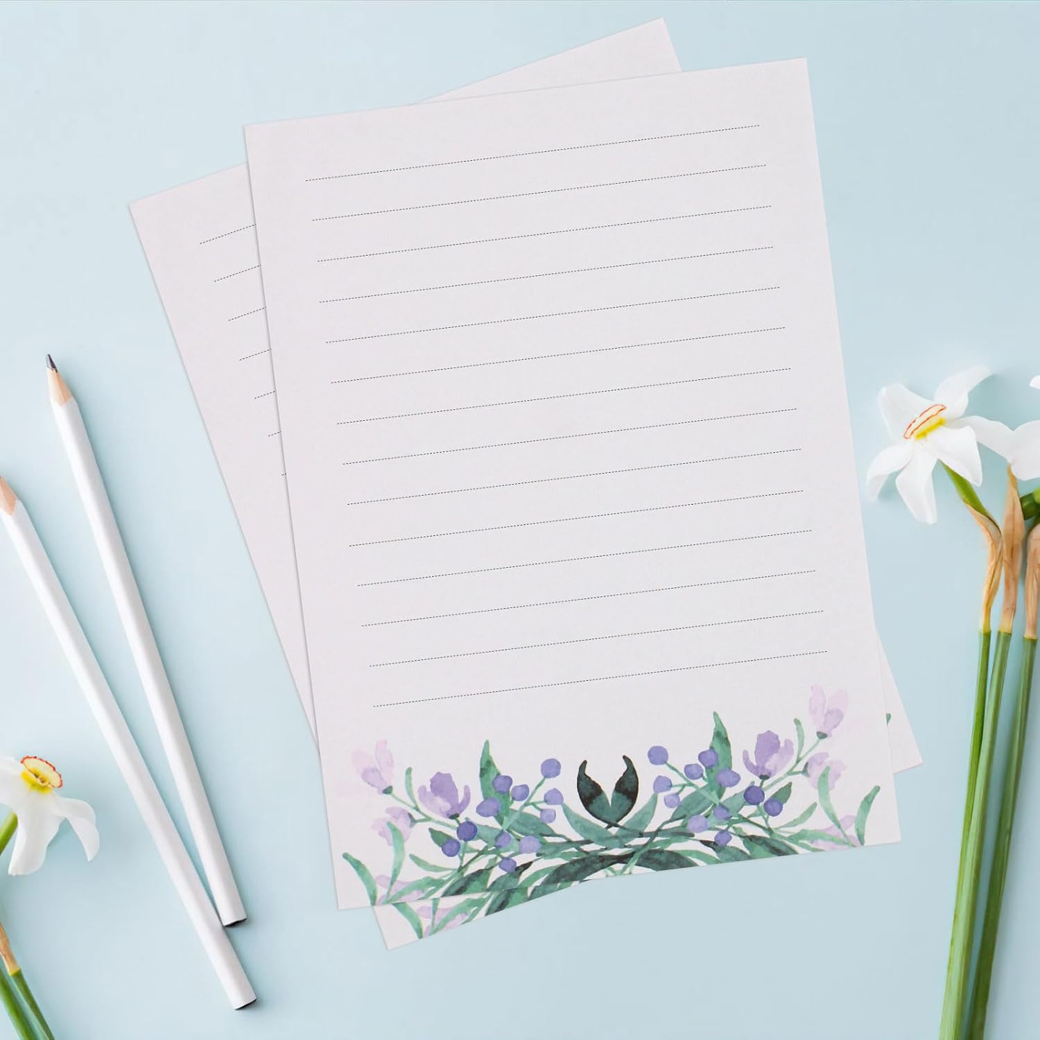 36 PCS Writing Paper and Envelopes Set,Warm Floral Themed Stationary Set for Wedding Invitations Wishes,24 Lined Stationery Paper with 12 Envelops - Image 5