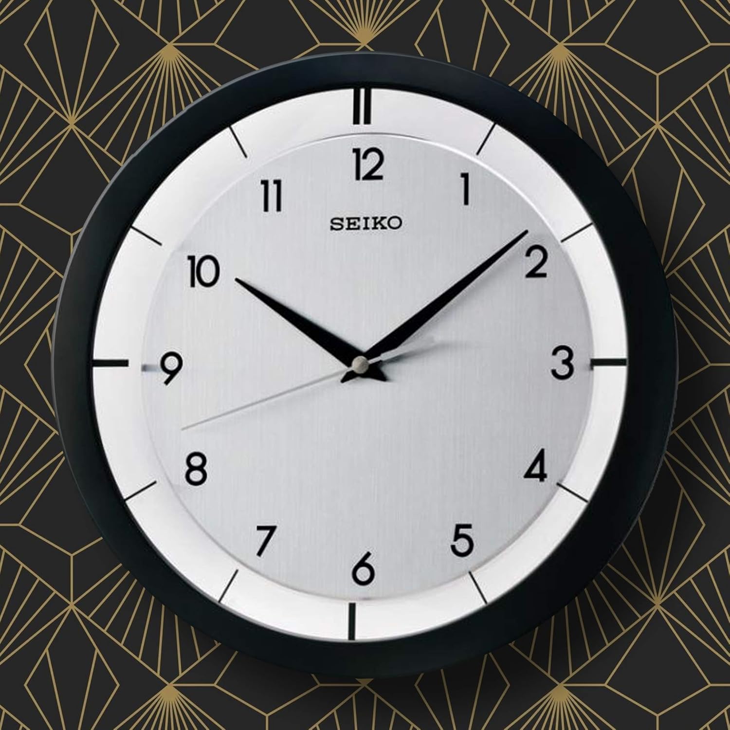 SEIKO 11 Inch St James Brushed Metal Wall Clock, Black - Image 2