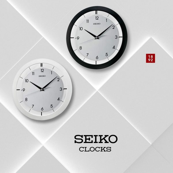 SEIKO 11 Inch St James Brushed Metal Wall Clock, Black - Image 5