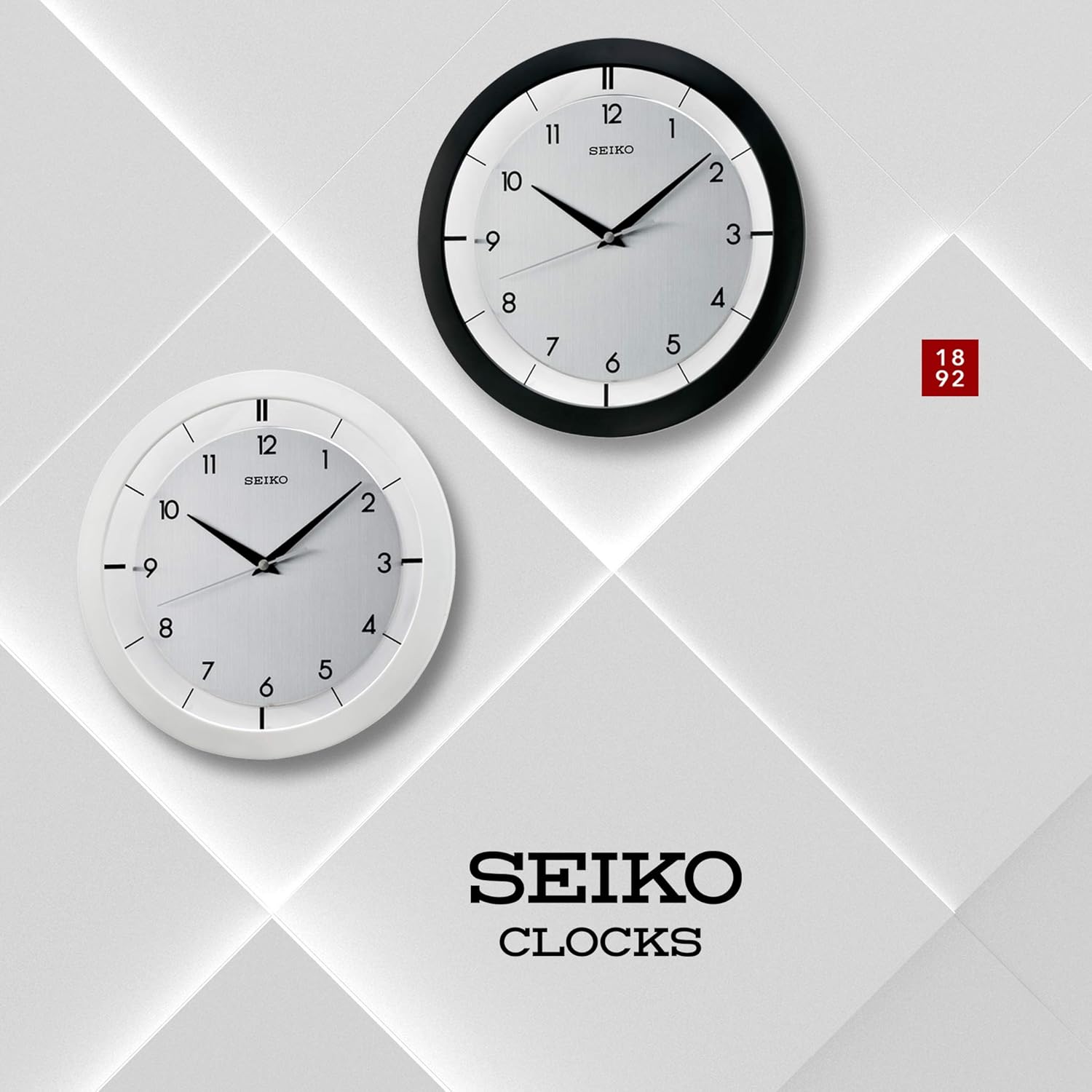 SEIKO 11 Inch St James Brushed Metal Wall Clock, Black - Image 5