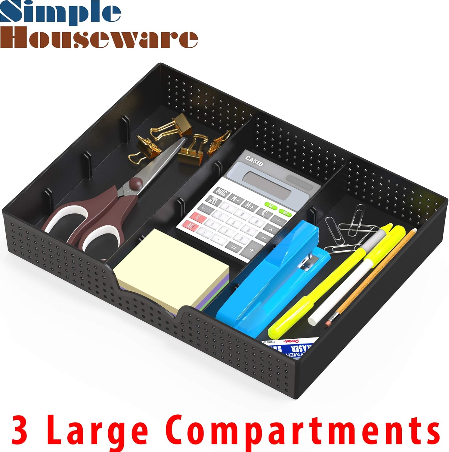 Simple Houseware Desk Dual Monitor Stand Riser with Drawer, Black - Image 3