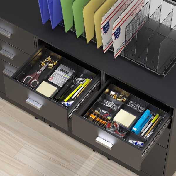 Simple Houseware Drawer Organizer Tray with 9 Adjustable Compartments, Black - Image 5