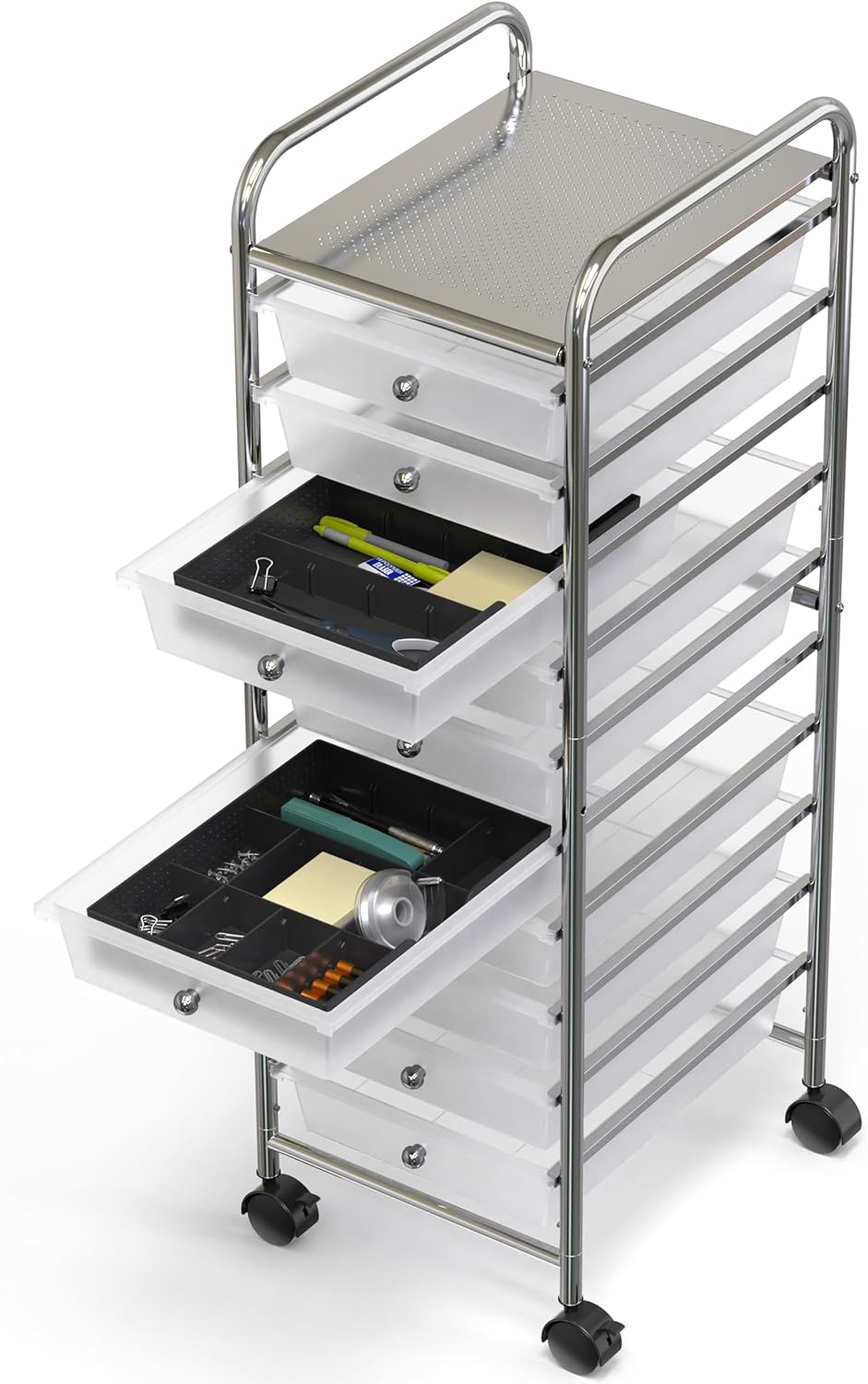 Simple Houseware Drawer Organizer Tray with 9 Adjustable Compartments, Black - Image 8