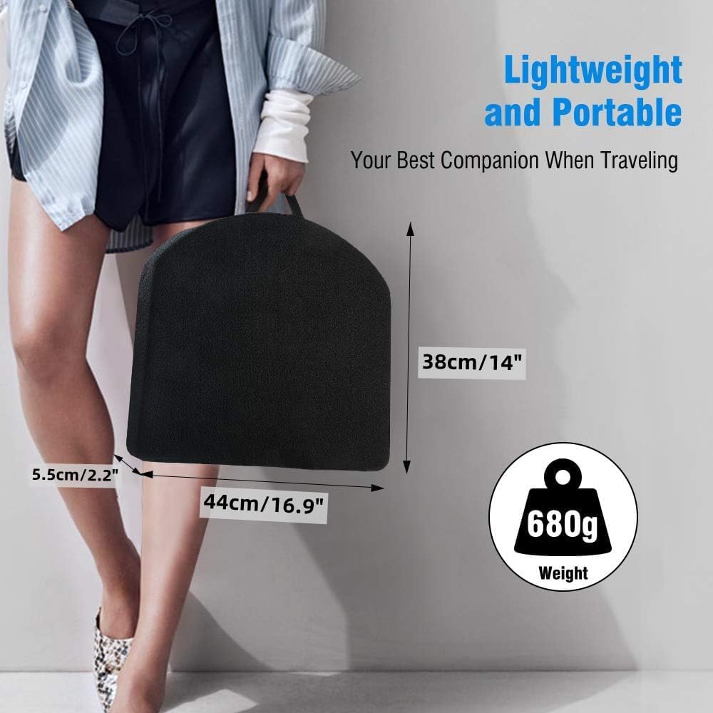Tsumbay Memory Foam Seat Cushion, Office Soft Seat Cushion with Carry Handle, Washable Cover, Comfortable Coccyx Cushion for Home Office Chair Pad, Car Seat, Wheelchair -Black - Image 2