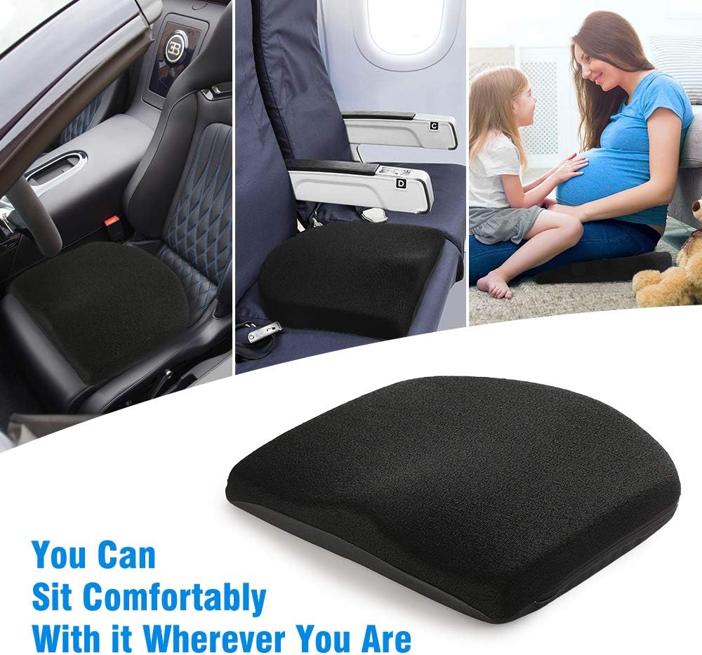 Tsumbay Memory Foam Seat Cushion, Office Soft Seat Cushion with Carry Handle, Washable Cover, Comfortable Coccyx Cushion for Home Office Chair Pad, Car Seat, Wheelchair -Black - Image 7